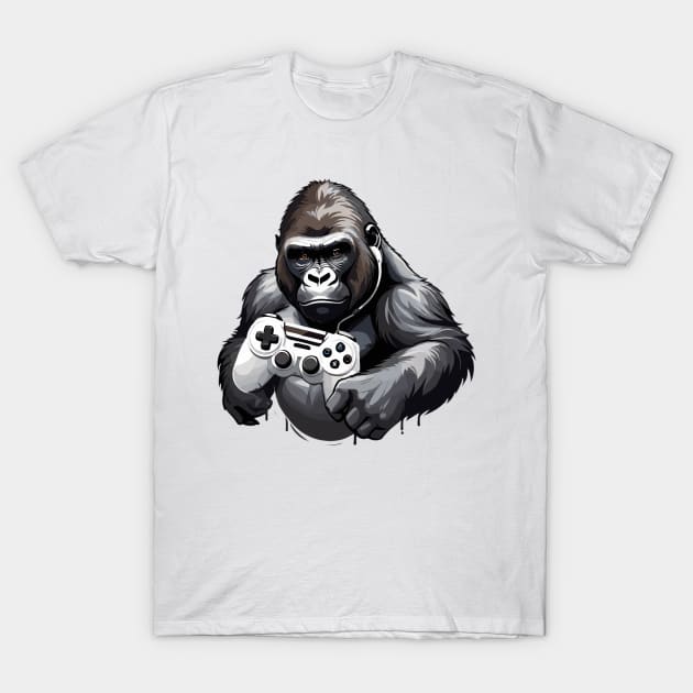 Funny Gorilla gamer T-Shirt by remixer2020